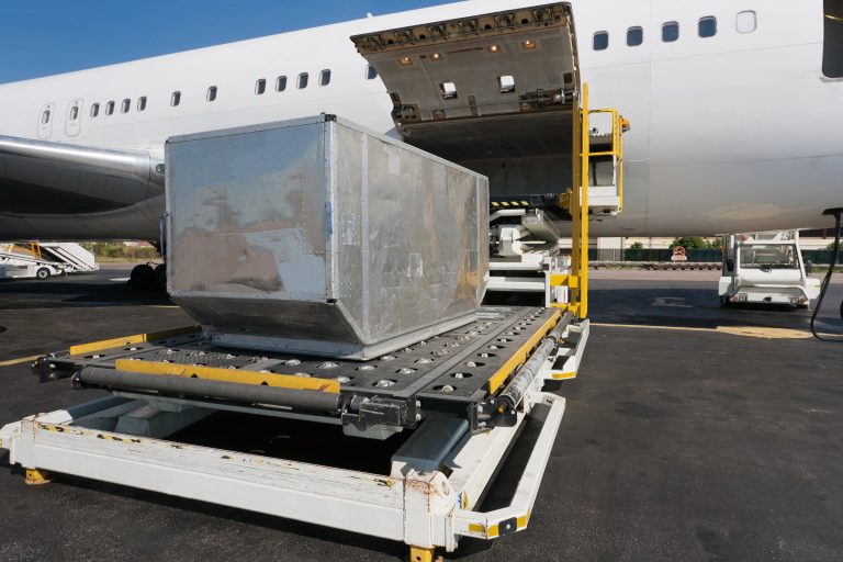 Loading freight cargo into airplane